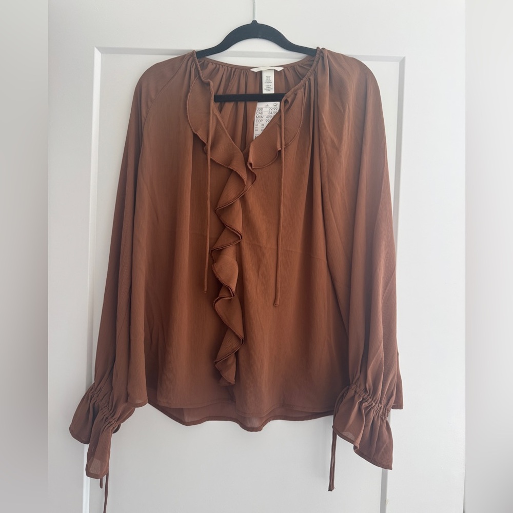 H&M Brown Ruffle Blouse - Picture 8 of 10